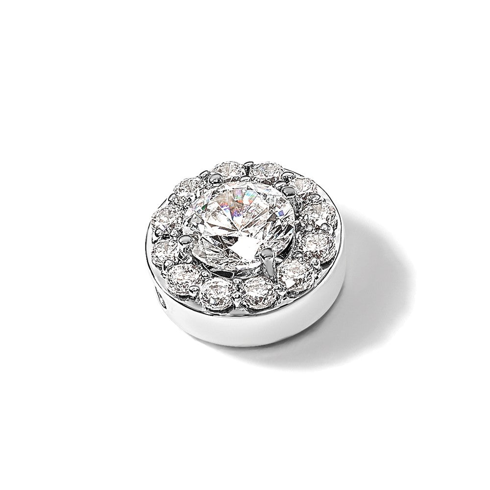 14k White Gold 3/4 Ct. Lab Grown Diamond VS/SI+ G+ Round Halo Chain Slide Pendant