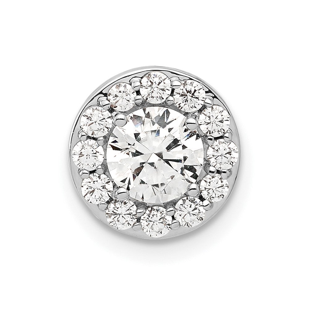 14k White Gold 1 Ct. Lab Grown Diamond VS/SI+ G+ Round Halo Chain Slide Pendant