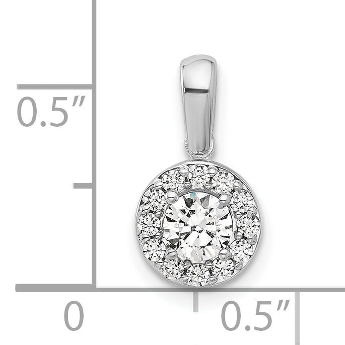14k White Gold 1/2 Ct. Lab Grown Diamond VS/SI+ G+ Round Halo Pendant