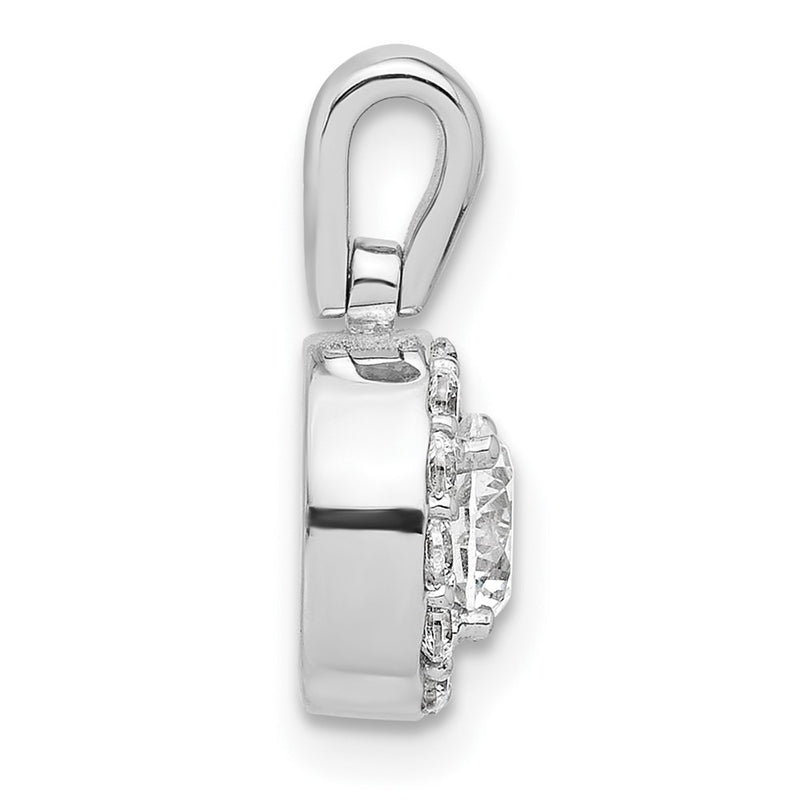 14k White Gold 3/4 Ct. Lab Grown Diamond VS/SI+ G+ Round Halo Pendant