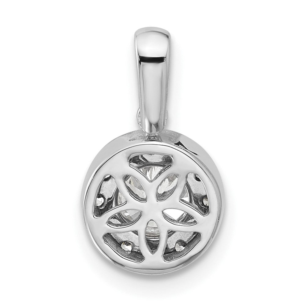 14k White Gold 3/4 Ct. Lab Grown Diamond VS/SI+ G+ Round Halo Pendant
