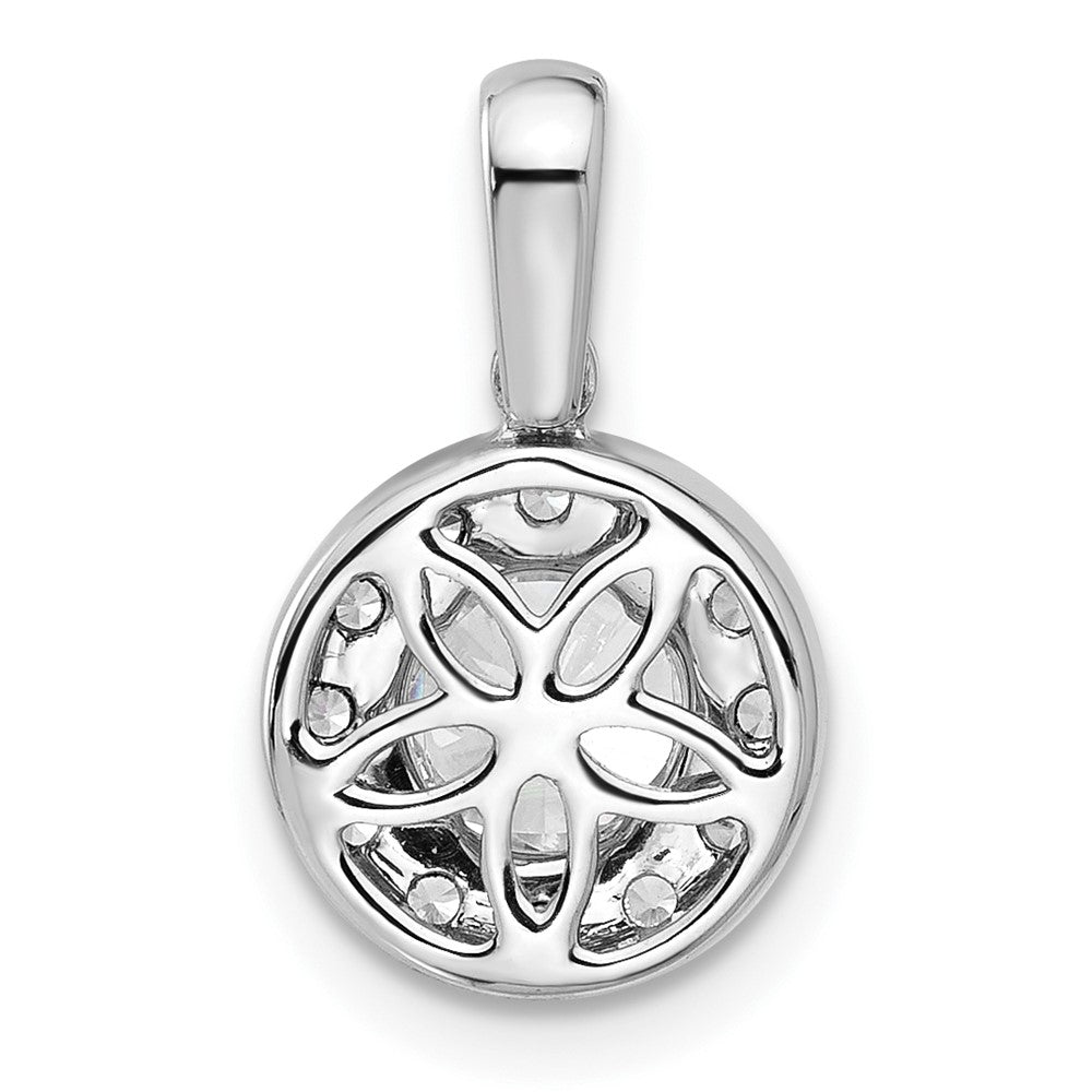14k White Gold 1 Ct. Lab Grown Diamond VS/SI+ G+ Round Halo Pendant