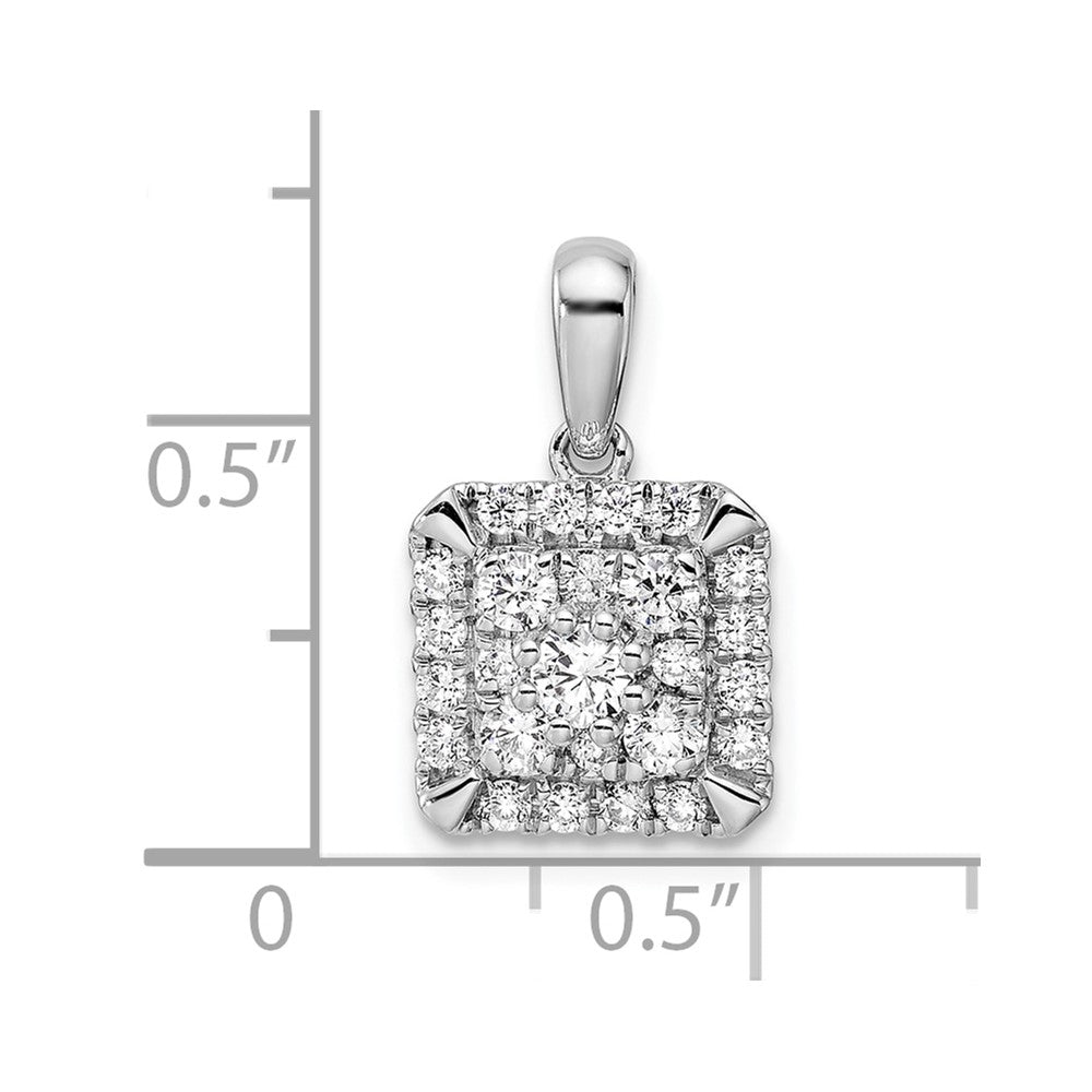 14k White Gold 1/2 Ct. Lab Grown Diamond VS/SI+ G+ Square Cluster Pendant