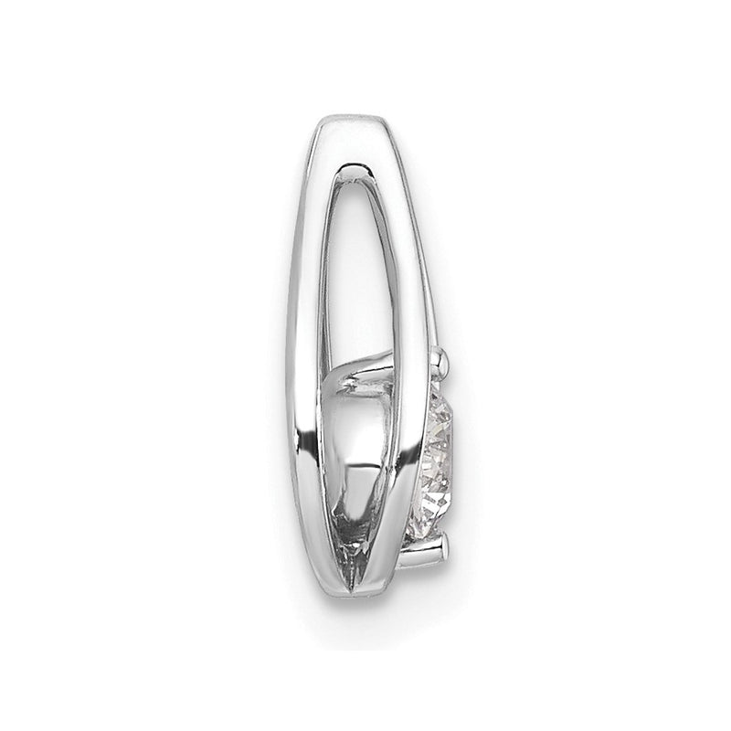 14k White Gold 1/4 Ct. Lab Grown Diamond VS/SI+ G+ Teardrop Chain Slide Pendant