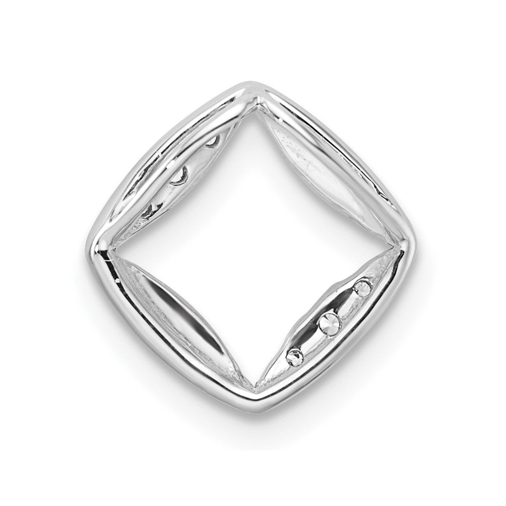 14k White Gold 1/15 Ct. Lab Grown Diamond VS/SI+ G+ Square Chain Slide Pendant