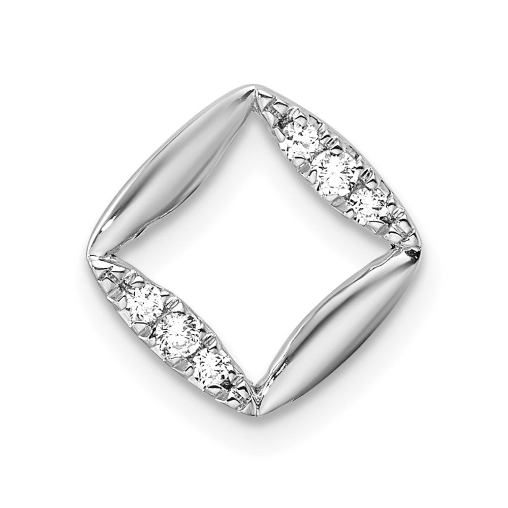14k White Gold 1/15 Ct. Lab Grown Diamond VS/SI+ G+ Square Chain Slide Pendant