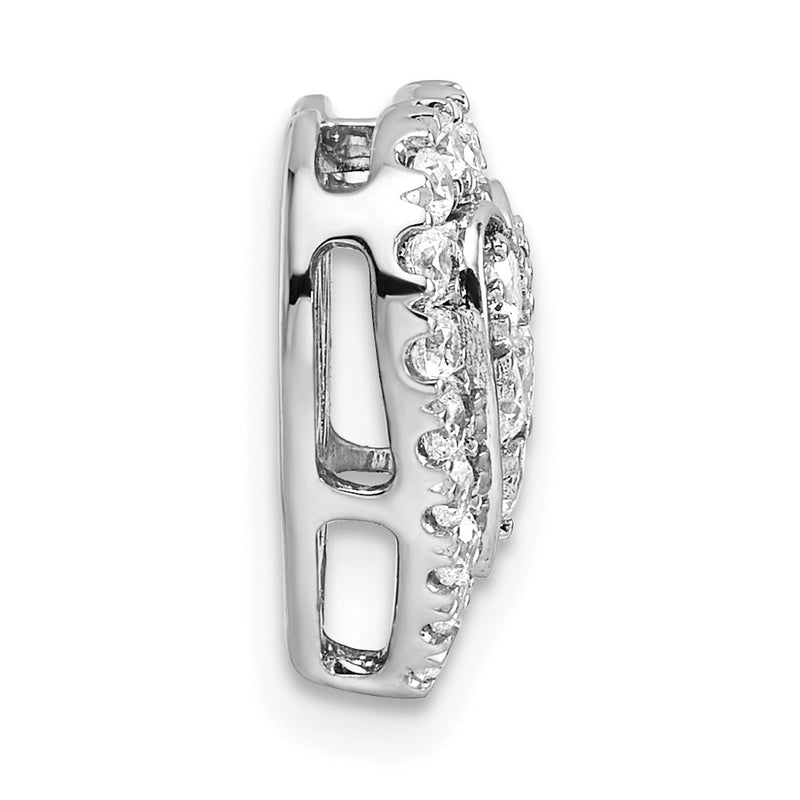 14K White Gold Lab Grown Diamond VS/SI FGH Halo Heart Chain Slide