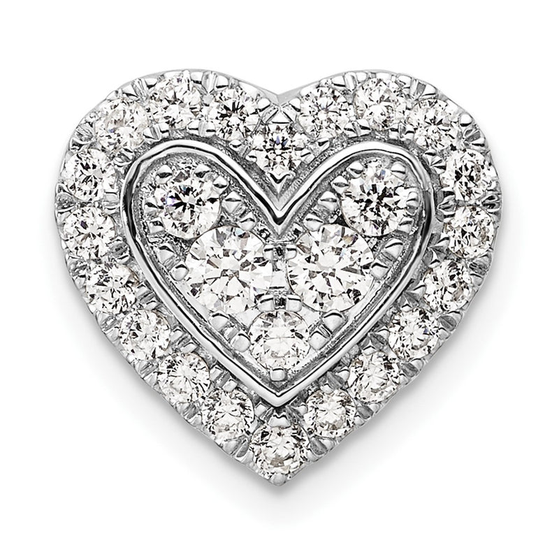 14K White Gold Lab Grown Diamond VS/SI FGH Halo Heart Chain Slide
