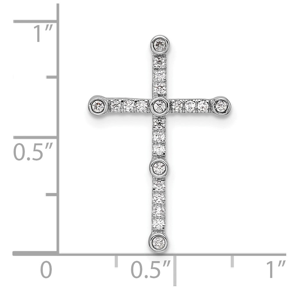 14k White Gold 1/5 Ct. Lab Grown Diamond VS/SI+ G+ Cross Chain Slide Pendant