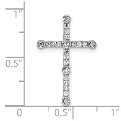 14k White Gold 1/5 Ct. Lab Grown Diamond VS/SI+ G+ Cross Chain Slide Pendant