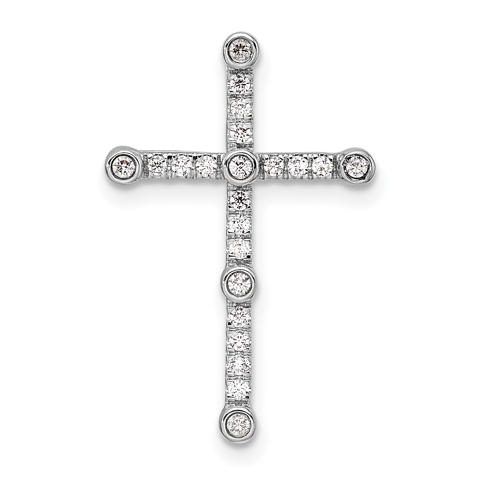14k White Gold 1/5 Ct. Lab Grown Diamond VS/SI+ G+ Cross Chain Slide Pendant