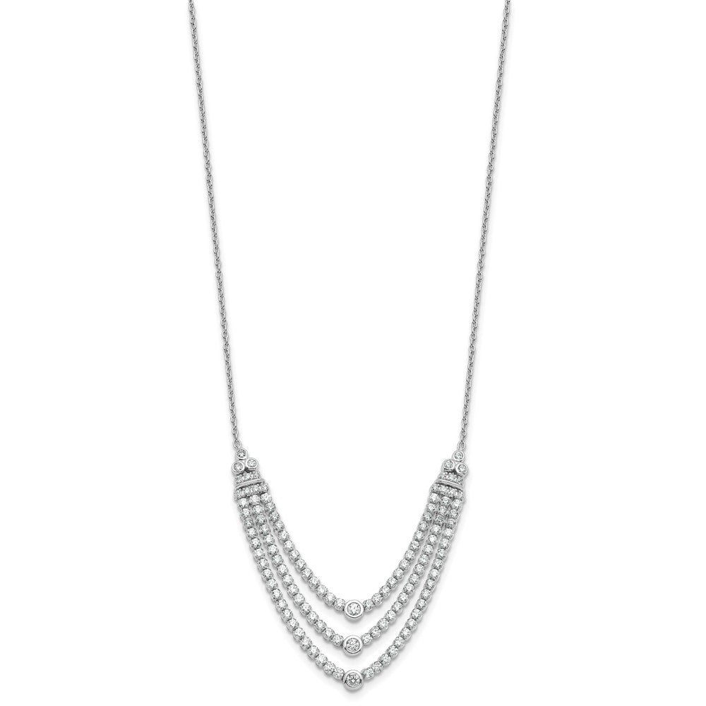14k White Gold 2 3/4 Ct. Lab Grown Diamond VS/SI+ G+ 18 inch Triple Layer Necklace