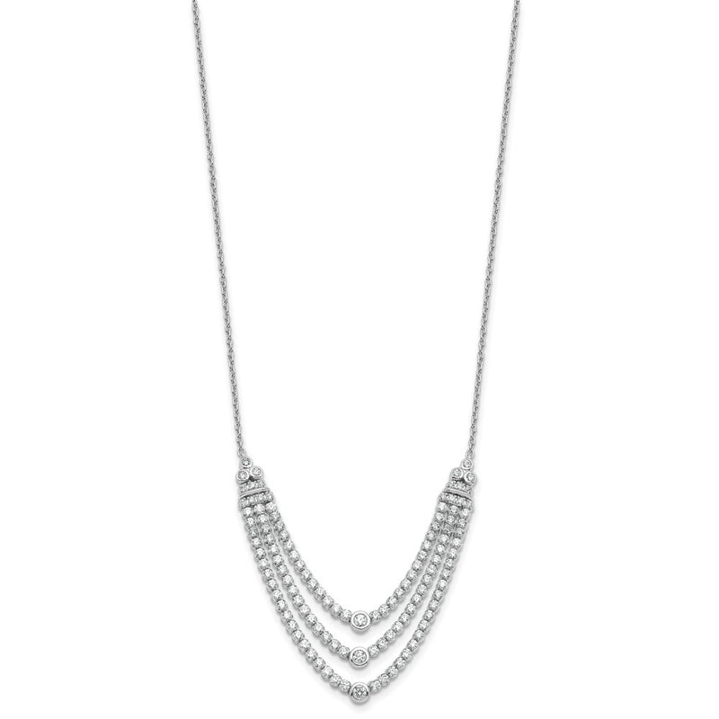 14k White Gold 2 3/4 Ct. Lab Grown Diamond VS/SI+ G+ 18 inch Triple Layer Necklace