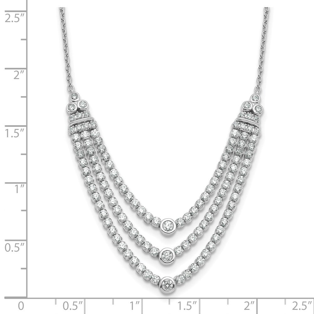 14k White Gold 2 3/4 Ct. Lab Grown Diamond VS/SI+ G+ 18 inch Triple Layer Necklace