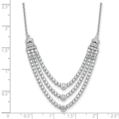 14k White Gold 2 3/4 Ct. Lab Grown Diamond VS/SI+ G+ 18 inch Triple Layer Necklace