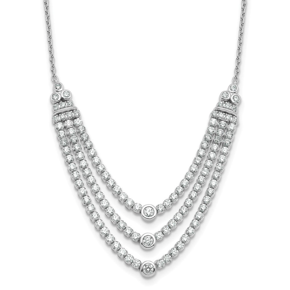 14k White Gold 2 3/4 Ct. Lab Grown Diamond VS/SI+ G+ 18 inch Triple Layer Necklace
