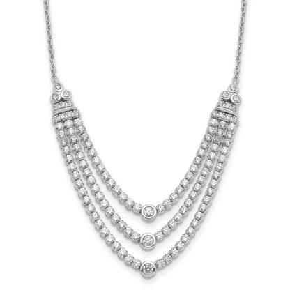 14k White Gold 2 3/4 Ct. Lab Grown Diamond VS/SI+ G+ 18 inch Triple Layer Necklace