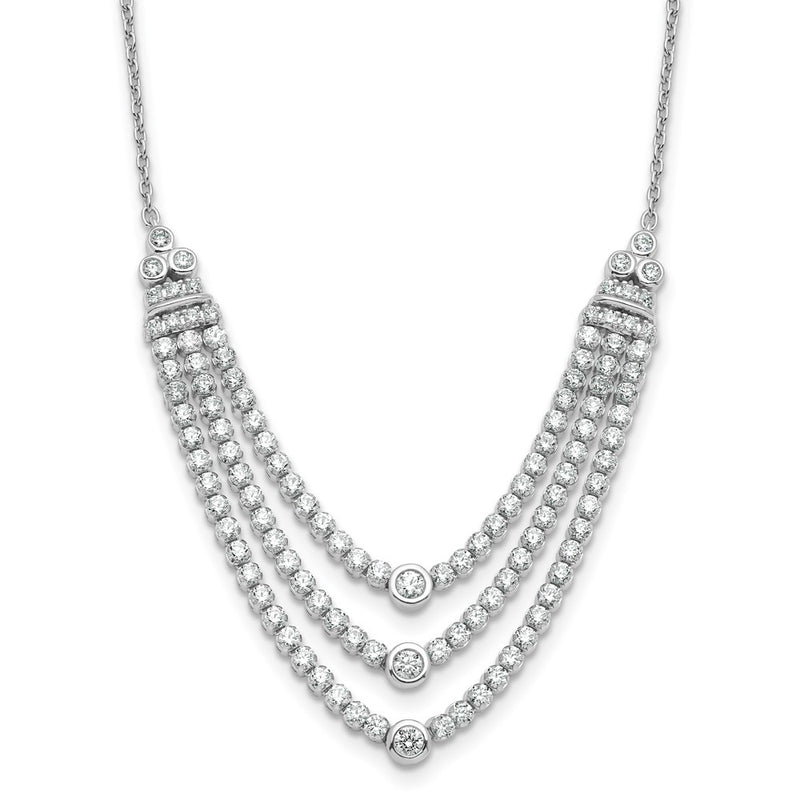 14k White Gold 2 3/4 Ct. Lab Grown Diamond VS/SI+ G+ 18 inch Triple Layer Necklace