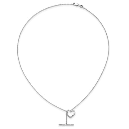 14k White Gold 1/3 Ct. Lab Grown Diamond VS/SI+ G+ 20 inch Heart Toggle Necklace