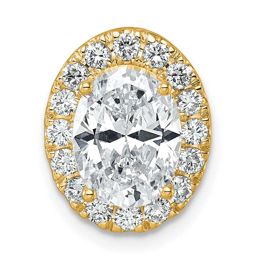14k Yellow Gold 1/2 Ct. Lab Grown Diamond VS/SI+ G+ Semi Mount Halo Chain Slide Pendant
