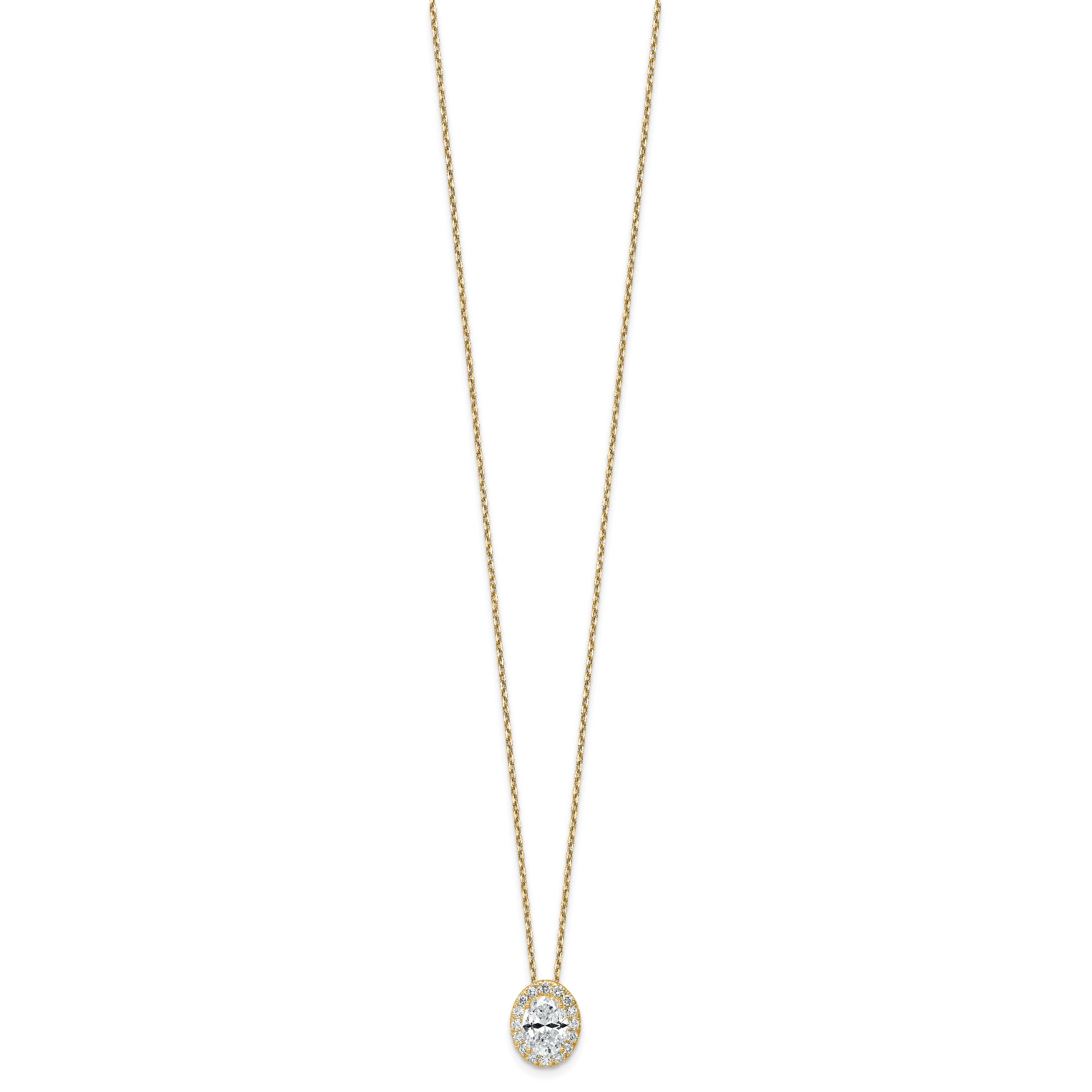 14k Yellow Gold 2 1/2 Ct. Certified Lab Grown Diamond VS/SI+ G+ 18 inch Oval Halo Pendant Necklace