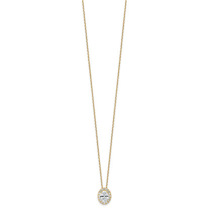 14k Yellow Gold 2 1/2 Ct. Certified Lab Grown Diamond VS/SI+ G+ 18 inch Oval Halo Pendant Necklace