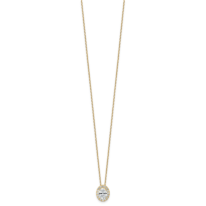 14k Yellow Gold 2 1/2 Ct. Certified Lab Grown Diamond VS/SI+ G+ 18 inch Oval Halo Pendant Necklace