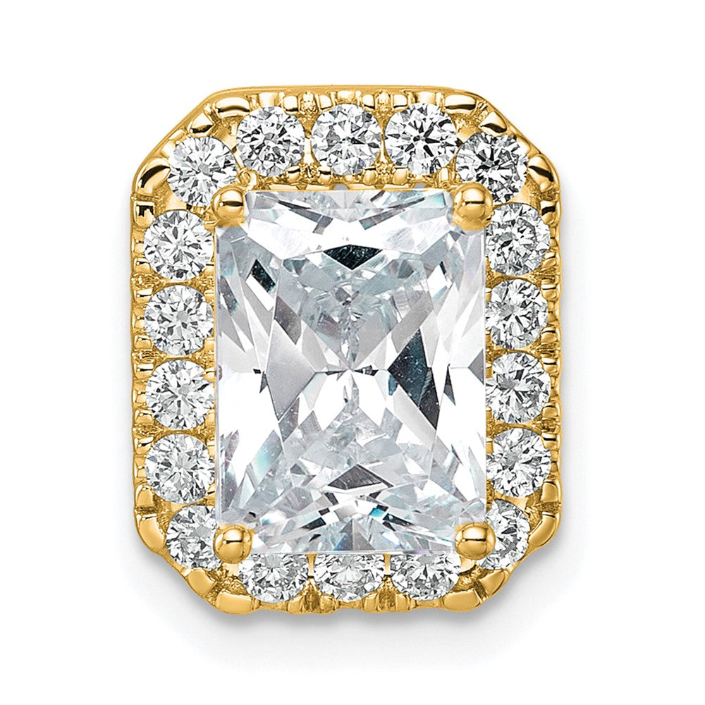14k Yellow Gold 1/2 Ct. Lab Grown Diamond VS/SI+ G+ Halo Chain Slide Pendant