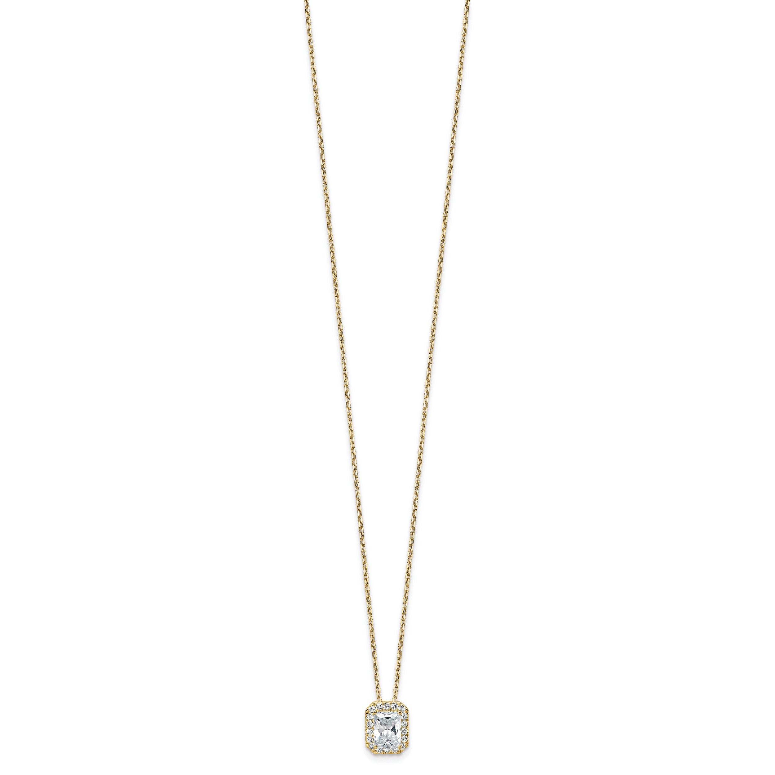 14k Yellow Gold 2 1/2 Ct. Certified Lab Grown Diamond VS/SI+ G+ 18 inch Radiant Halo Pendant Necklace