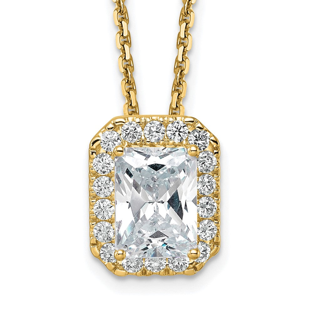 14k Yellow Gold 2 1/2 Ct. Certified Lab Grown Diamond VS/SI+ G+ Complete 18 inch Radiant Halo Pendant Necklace