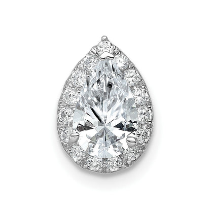 14k White Gold 2 3/8 Ct. Lab Grown Diamond VS/SI+ G+ Pear Halo Chain Slide Pendant