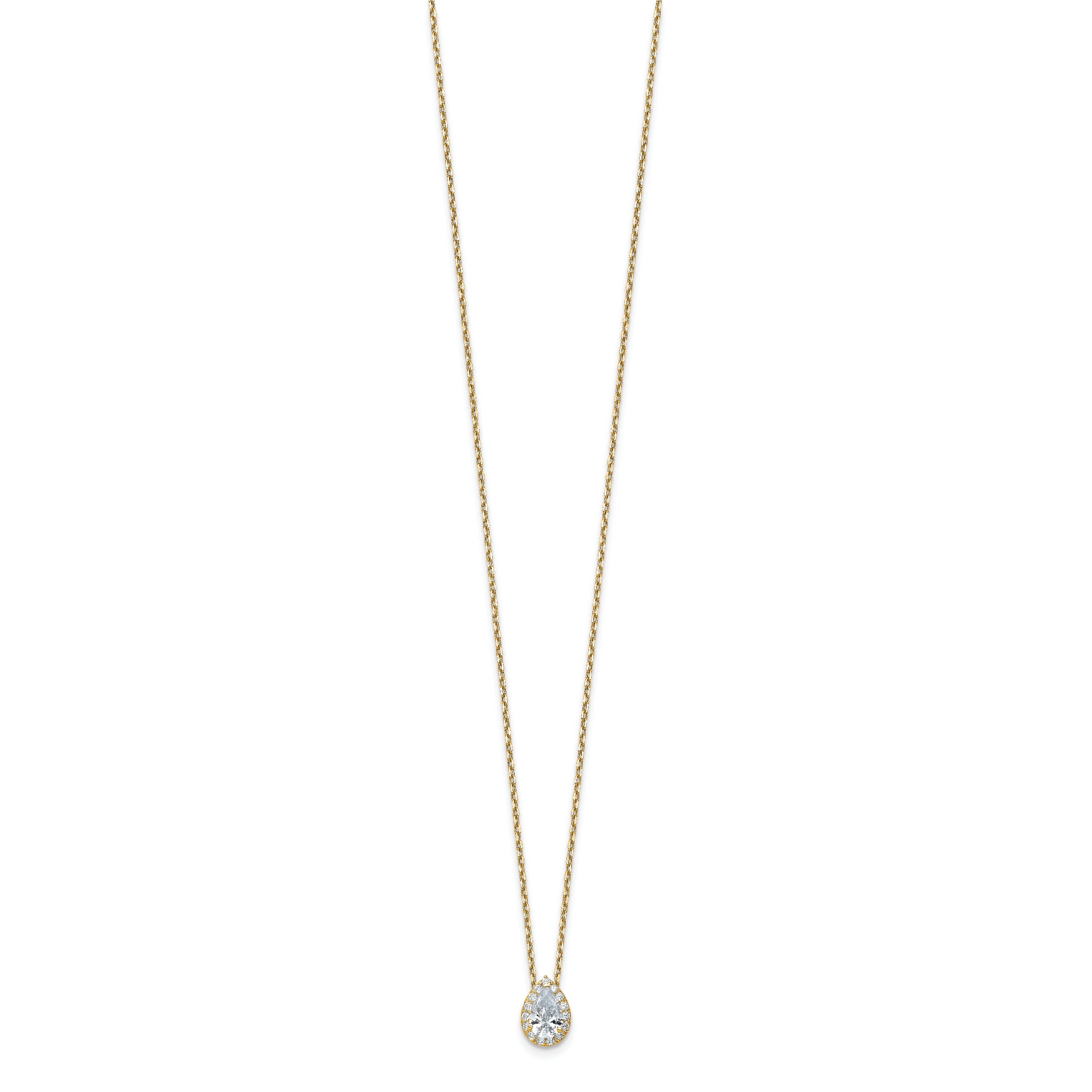 14k Yellow Gold 2 3/8 Ct. Certified Lab Grown Diamond VS/SI+ G+ 18 inch Pear Halo Pendant Necklace