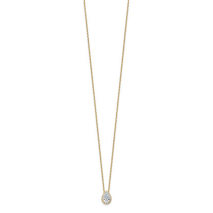 14k Yellow Gold 2 3/8 Ct. Certified Lab Grown Diamond VS/SI+ G+ 18 inch Pear Halo Pendant Necklace