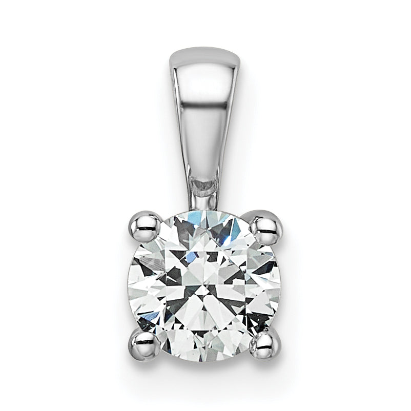 14k White Gold 1/2 Ct. Lab Grown Diamond VS/SI+ G+ Round Four Prong Pendant