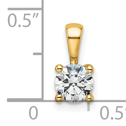 14K Yellow Gold 1/2 Carat Certified Lab Grown Diamond Vs+ F+ Round Complete Four Prong Pendant