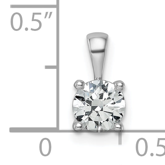 14K White Gold 3/4 Carat Certified Lab Grown Diamond Vs+ F+ Round Complete Four Prong Pendant