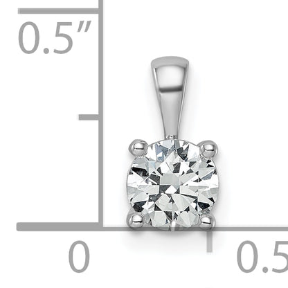 14K White Gold 3/4 Carat Certified Lab Grown Diamond Vs+ F+ Round Complete Four Prong Pendant