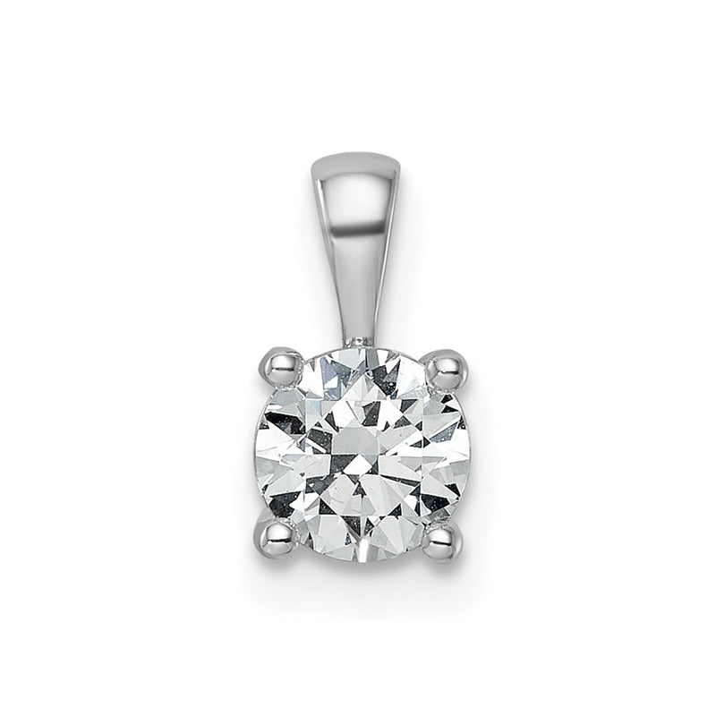 14k White Gold 3/4 Ct. Certified Lab Grown Diamond VS/SI+ G+ Round Four Prong Pendant