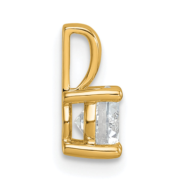 14K Yellow Gold 3/4 Carat Certified Lab Grown Diamond Vs+ F+ Round Complete Four Prong Pendant