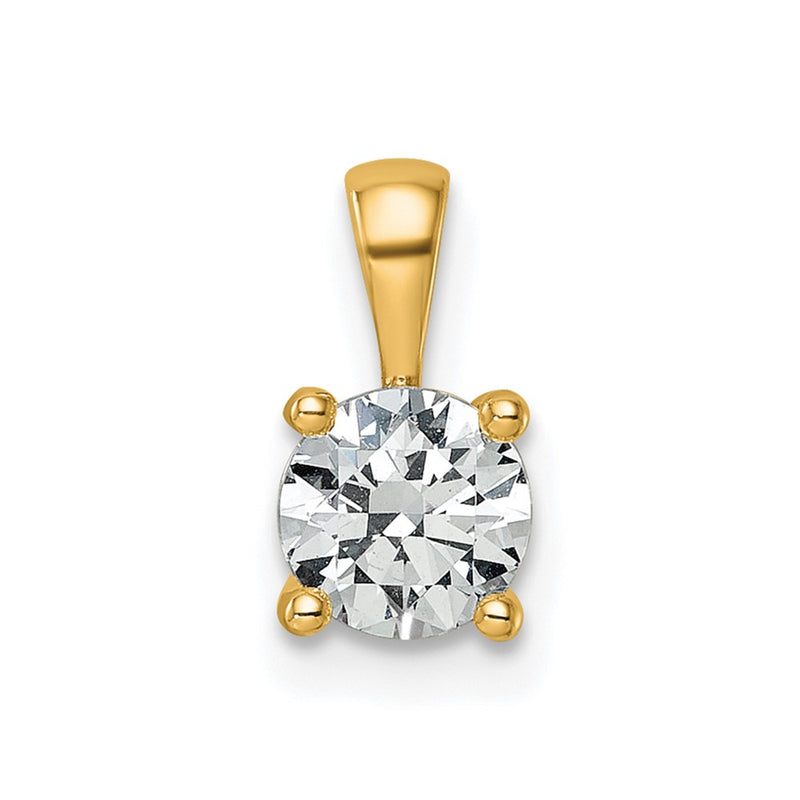 14k Yellow Gold 3/4 Ct. Lab Grown Diamond VS/SI+ G+ Round Four Prong Pendant