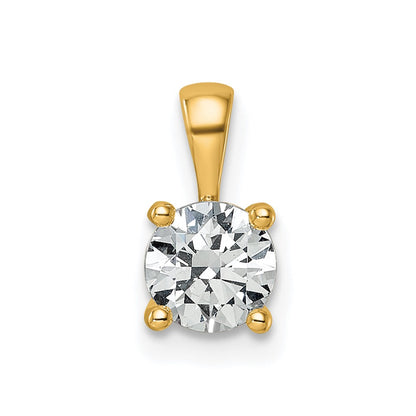14k Yellow Gold 14k 3/4 carat Lab Grown Diamond VS+ F+ Round Complete Four Prong Pendant