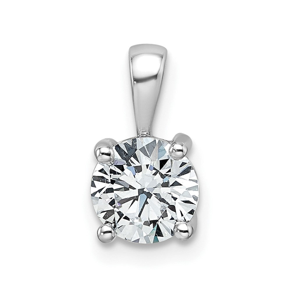 14K White Gold 1 Carat Certified Lab Grown Diamond Vs+ F+ Round Complete Four Prong Pendant