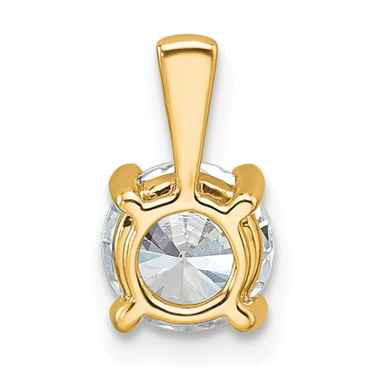 14K Yellow Gold 1 Carat Lab Grown Diamond Vs+ F+ Round Complete Four Prong Pendant
