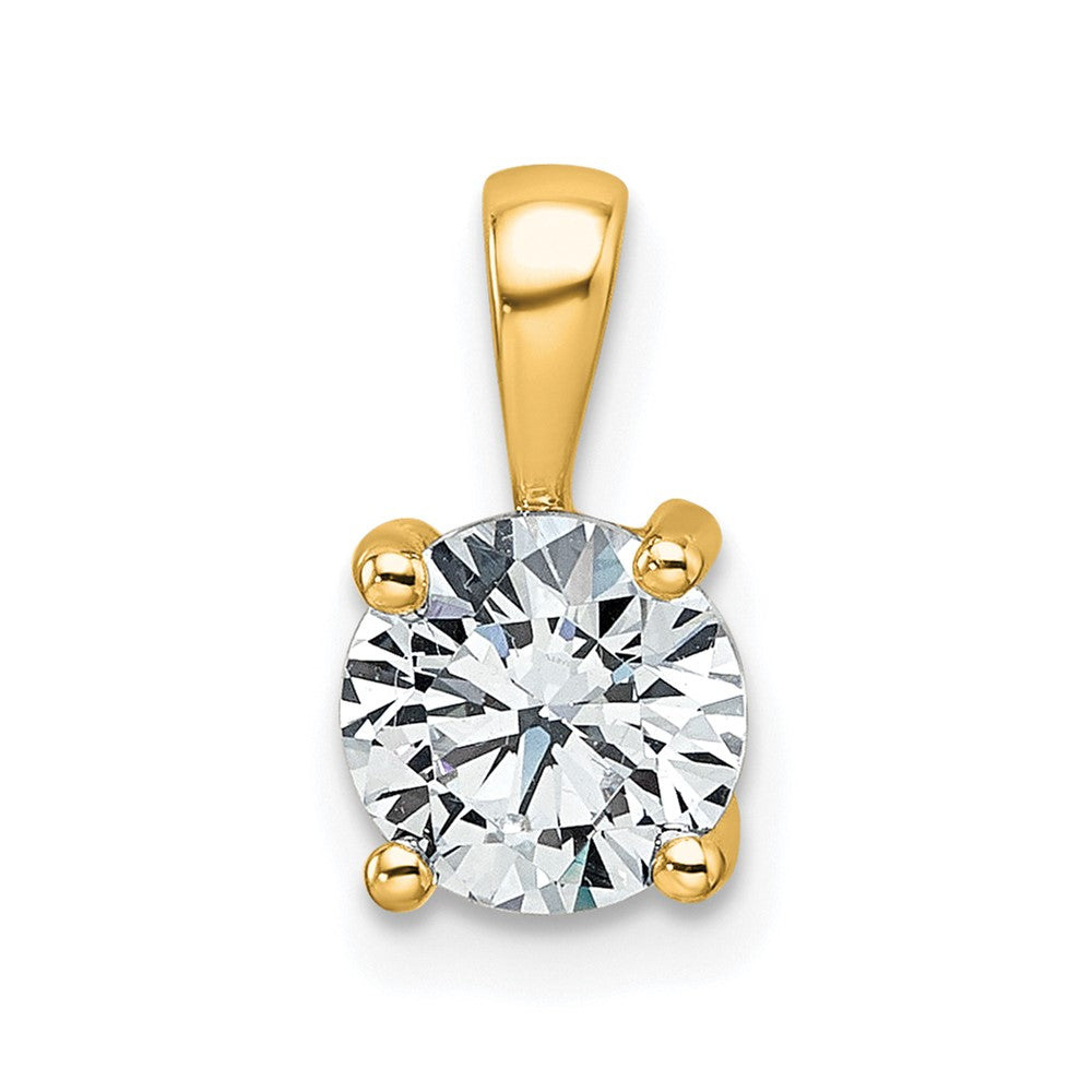 14k Yellow Gold 1 Ct. Lab Grown Diamond VS/SI+ G+ Round Four Prong Pendant