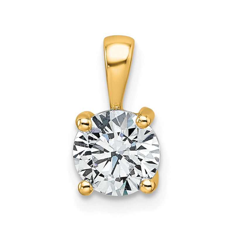 14k Yellow Gold 1 Ct. Lab Grown Diamond VS/SI+ G+ Round Four Prong Pendant
