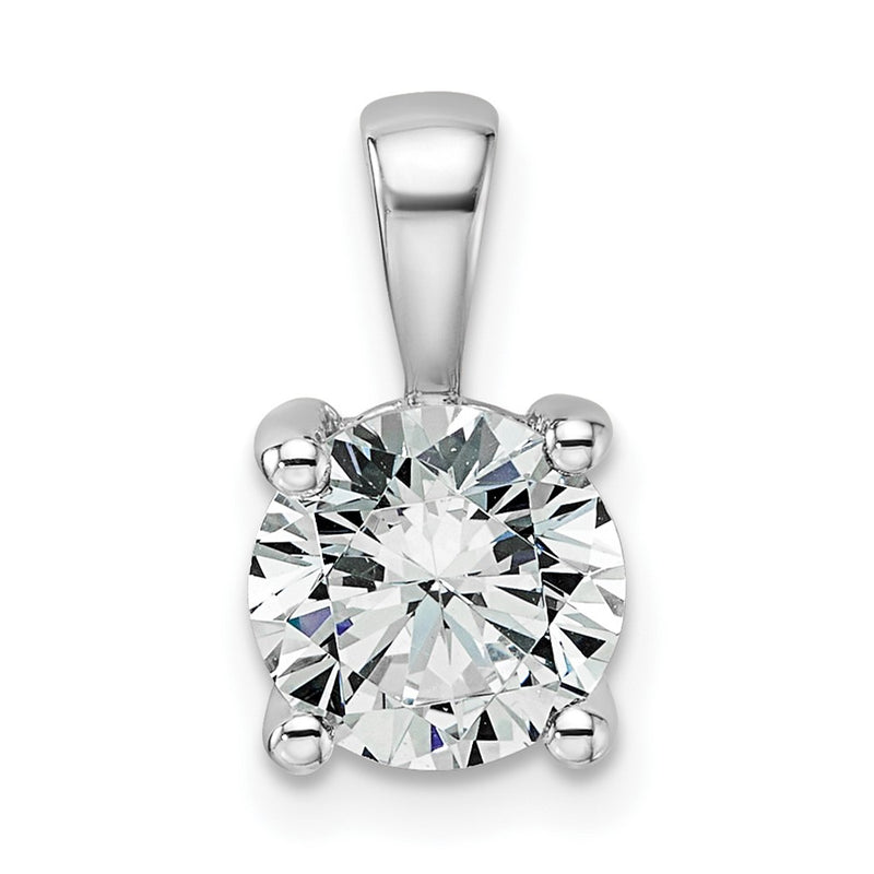 14K White Gold 1 1/2 Carat Certified Lab Grown Diamond Vs+ F+ Round Complete Four Prong Pendant