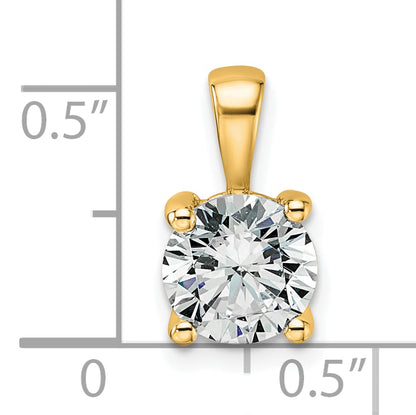 14k Yellow Gold 14k 1 1/2 carat Lab Grown Diamond VS+ F+ Round Complete Four Prong Pendant