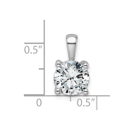 14k White Gold 2 Ct. Lab Grown Diamond VS/SI+ G+ Round Complete Four Prong Pendant