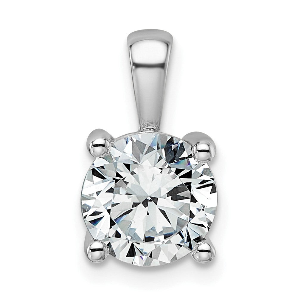 14k White Gold 2 Ct. Lab Grown Diamond VS/SI+ G+ Round Complete Four Prong Pendant