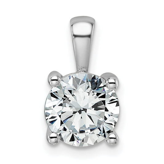 14K White Gold 2 Carat Certified Lab Grown Diamond Vs+ F+ Round Complete Four Prong Pendant